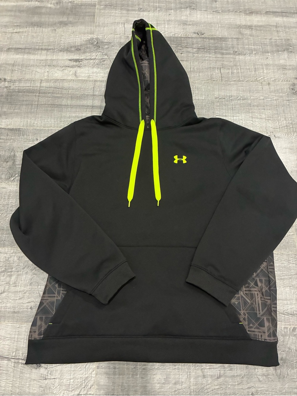 Under Armour Black Hoodie with Neon Yellow Accents